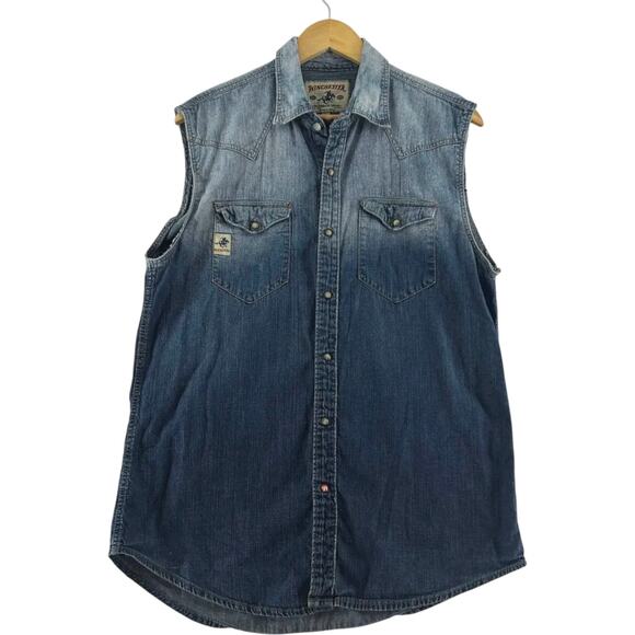 Winchester Other - Vintage Y2K Winchester Denim Sleeveless Shirt Vest Mens M Western Snap Button